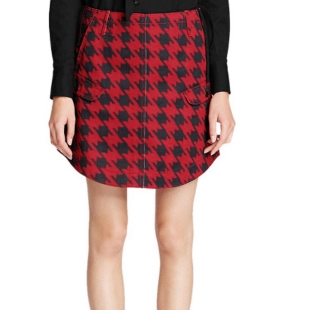 COACH Red and Black Houndstooth Skirt
